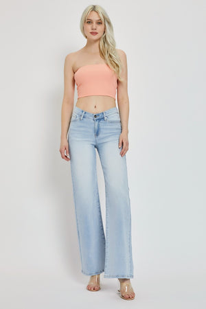 RISEN Full Size Wide Leg V Dipped Front Waist Jeans - All Mine Now Clothing