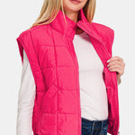 Zenana Zip Up Cropped Puffer Vest with Pockets - All Mine Now Clothing