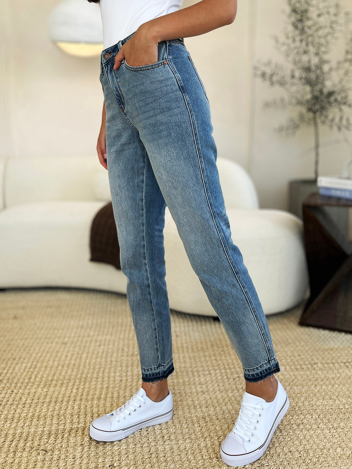 Judy Blue Full Size Mid Rise Rigid Magic Release Hem Jeans - All Mine Now Clothing