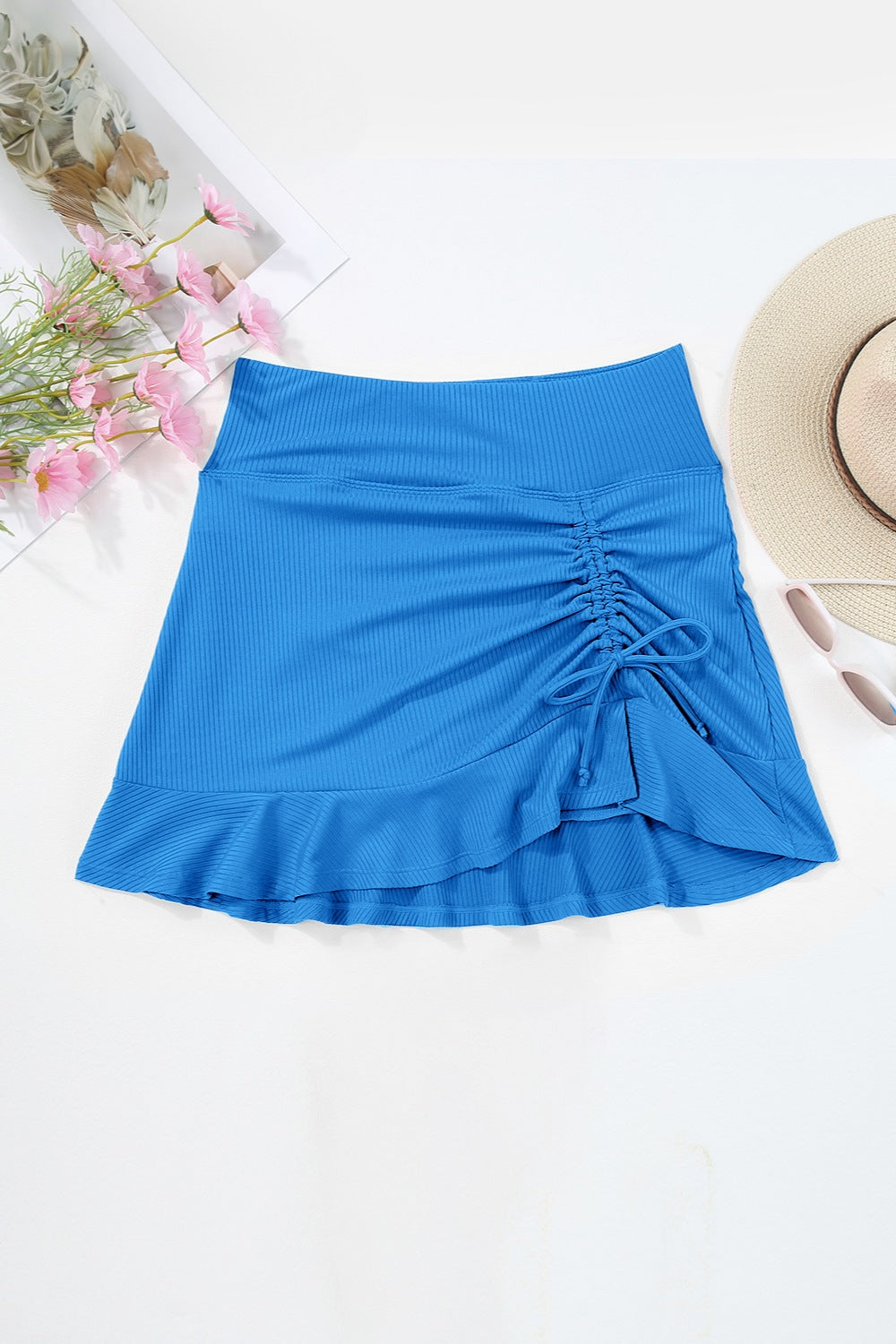 Ruched Elastic Waist Swim Skirt - All Mine Now Clothing