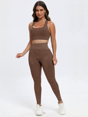 Scoop Neck Wide Strap Top and Pants Active Set - All Mine Now Clothing