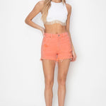 RISEN Full Size High Waist Ripped Denim Shorts Trendsi