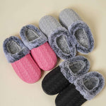 Cable-Knit Fluff Round Toe Slippers