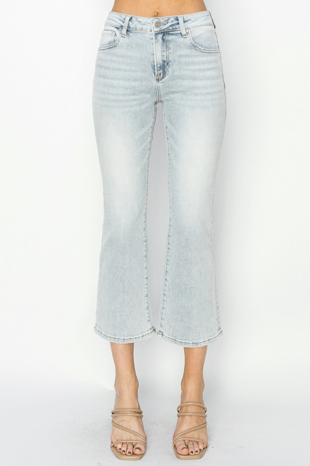 RISEN Full Size Mid Rise Cropped Flare Jeans - All Mine Now Clothing