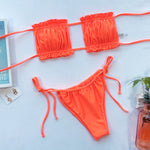 Frill Trim Ruched Bikini Set - All Mine Now Clothing