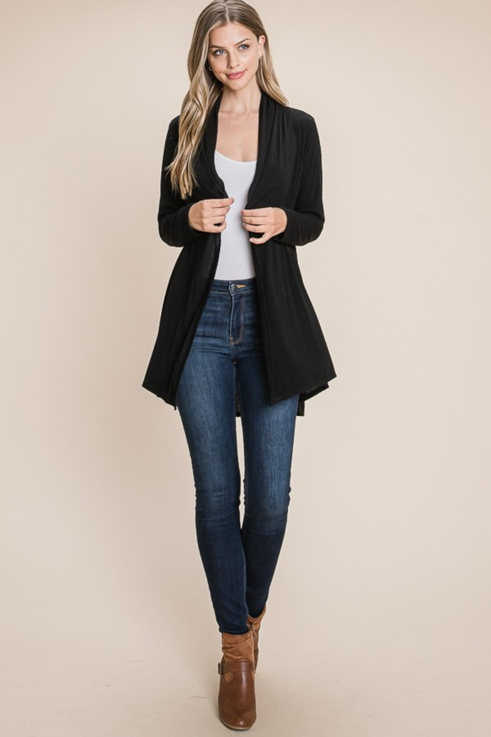 BOMBOM Open Front Long Sleeve Cardigan - All Mine Now Clothing