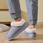 Faux Fur Round Toe Platform Slippers - All Mine Now Clothing