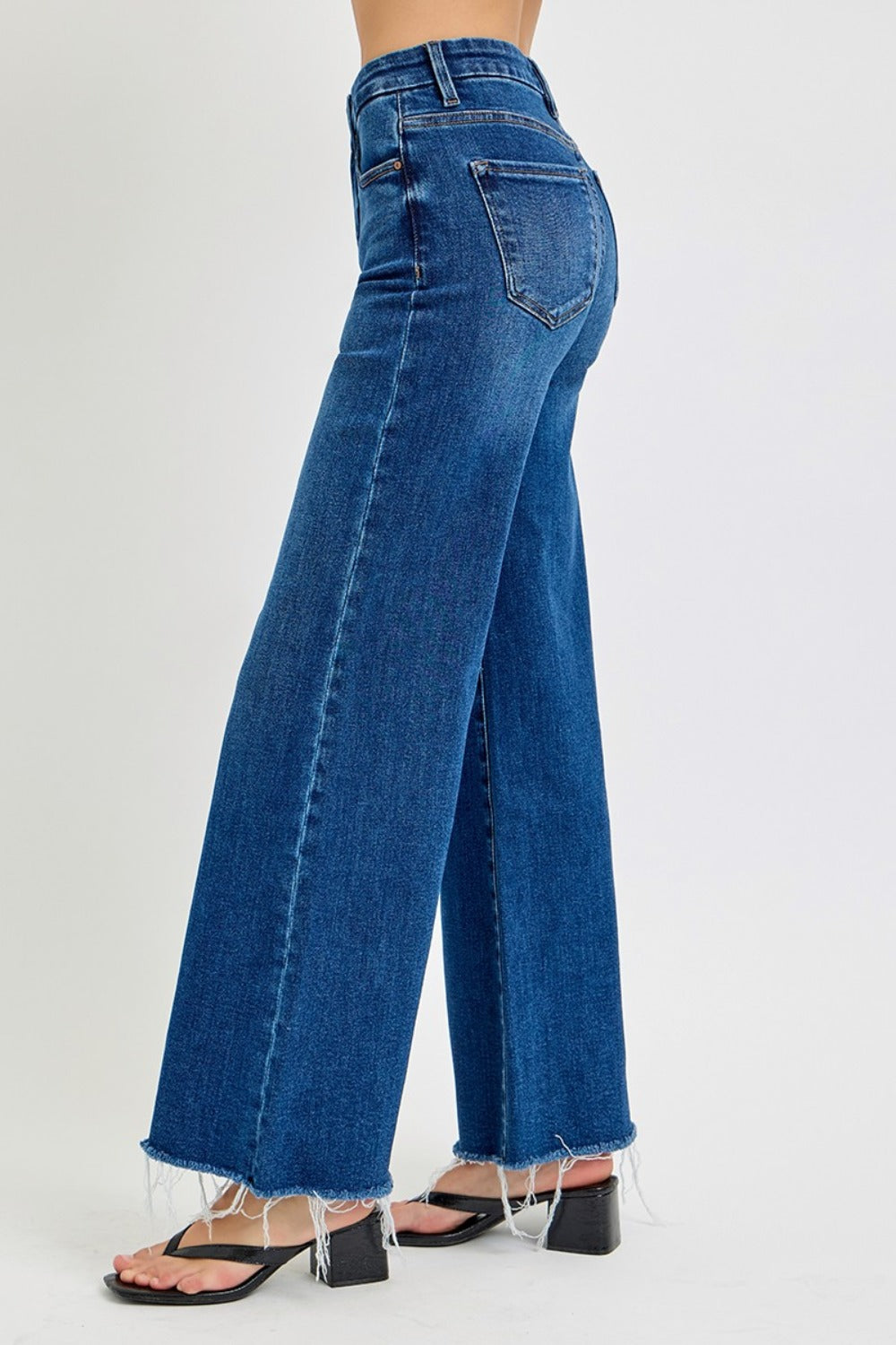 RISEN Tummy Control High Rise Wide Leg Jeans Trendsi