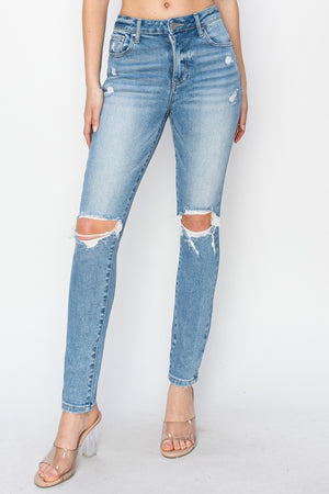 Risen Full Size High Rise Knee Distressed Skinny Jeans - All Mine Now Clothing