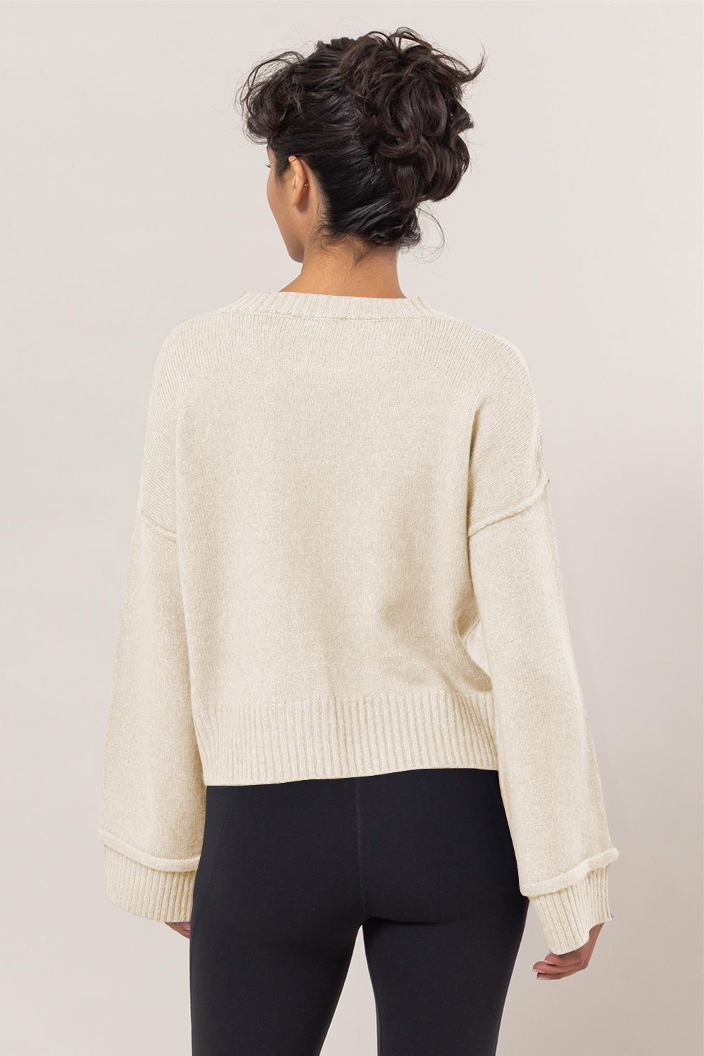 HYFVE Round Neck Dropped Shoulder Ribbed Sweater - All Mine Now Clothing