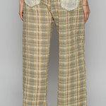 POL Lace Trim Drawstring Checkered Wide Leg Pants - All Mine Now Clothing