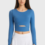 Millennia Cutout Long Sleeve Cropped Sports Top - All Mine Now Clothing