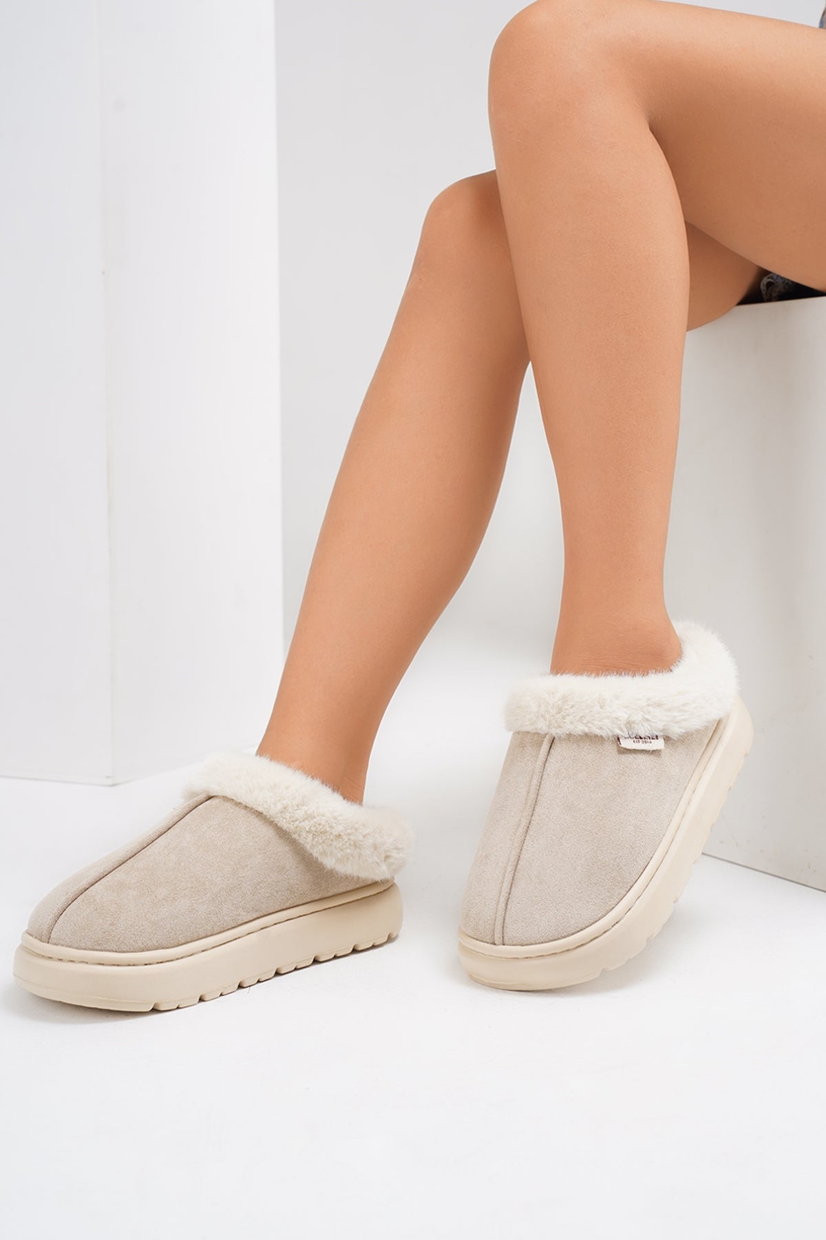 Furry Round Toe Platform Slippers - All Mine Now Clothing