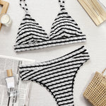 Striped V-Neck Two-Piece Swim Set - All Mine Now Clothing