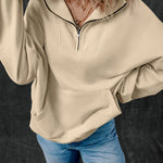 Half Zip Long Sleeve Sweatshirt - All Mine Now Clothing