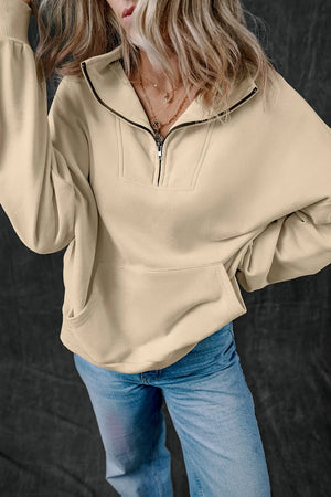 Half Zip Long Sleeve Sweatshirt - All Mine Now Clothing