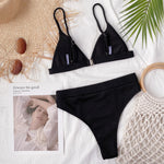 Spaghetti Strap Ribbed Bikini Set - All Mine Now Clothing