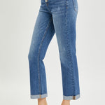 RISEN Full Size Button Fly Cropped Bootcut Jeans Trendsi