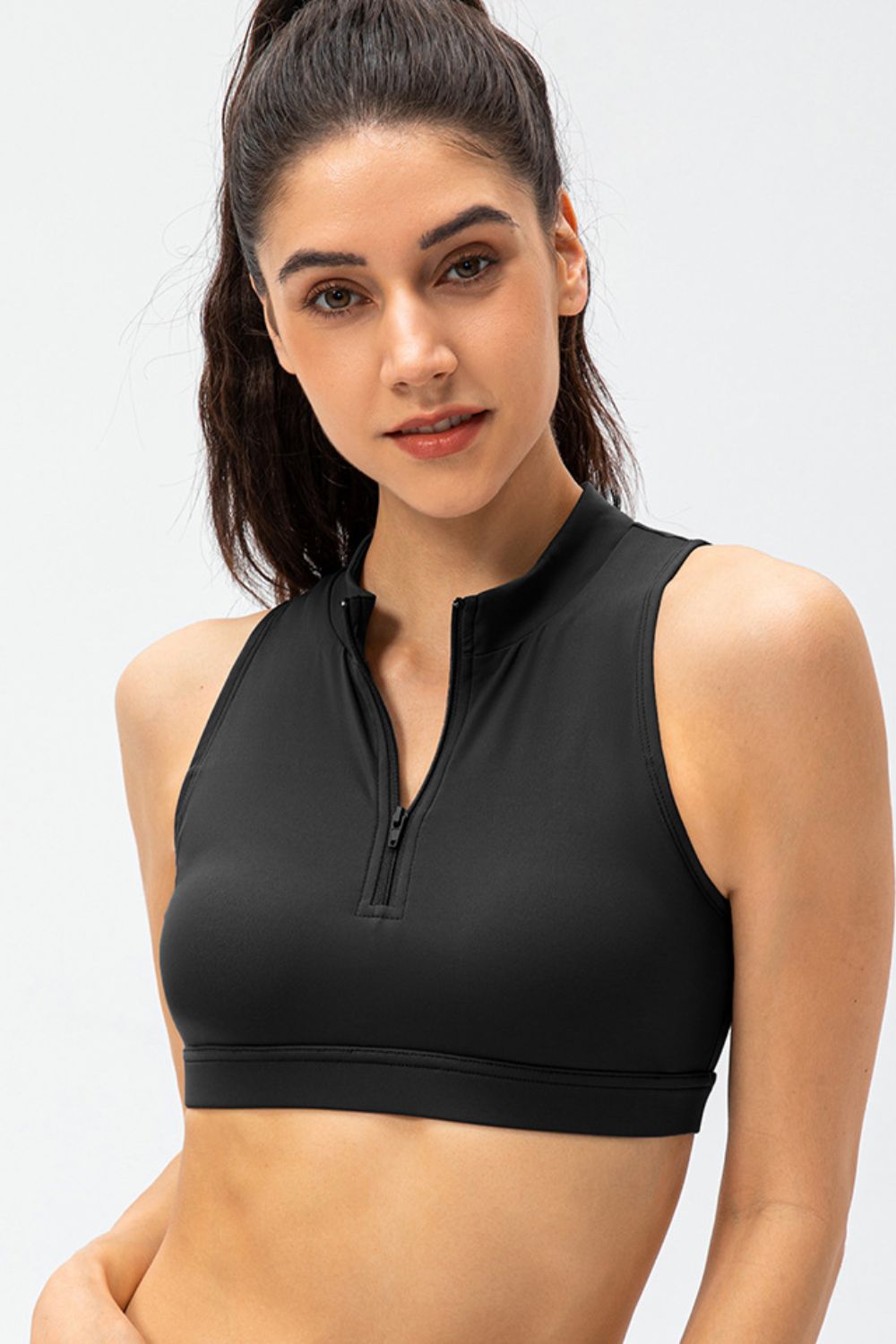 Full Size Cropped Cutout Back Zipper Front Active Tank Top - All Mine Now Clothing