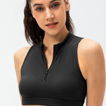 Full Size Cropped Cutout Back Zipper Front Active Tank Top - All Mine Now Clothing