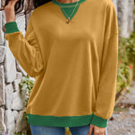 Lovelet Contrast Round Neck Long Sleeve Sweatshirt - All Mine Now Clothing