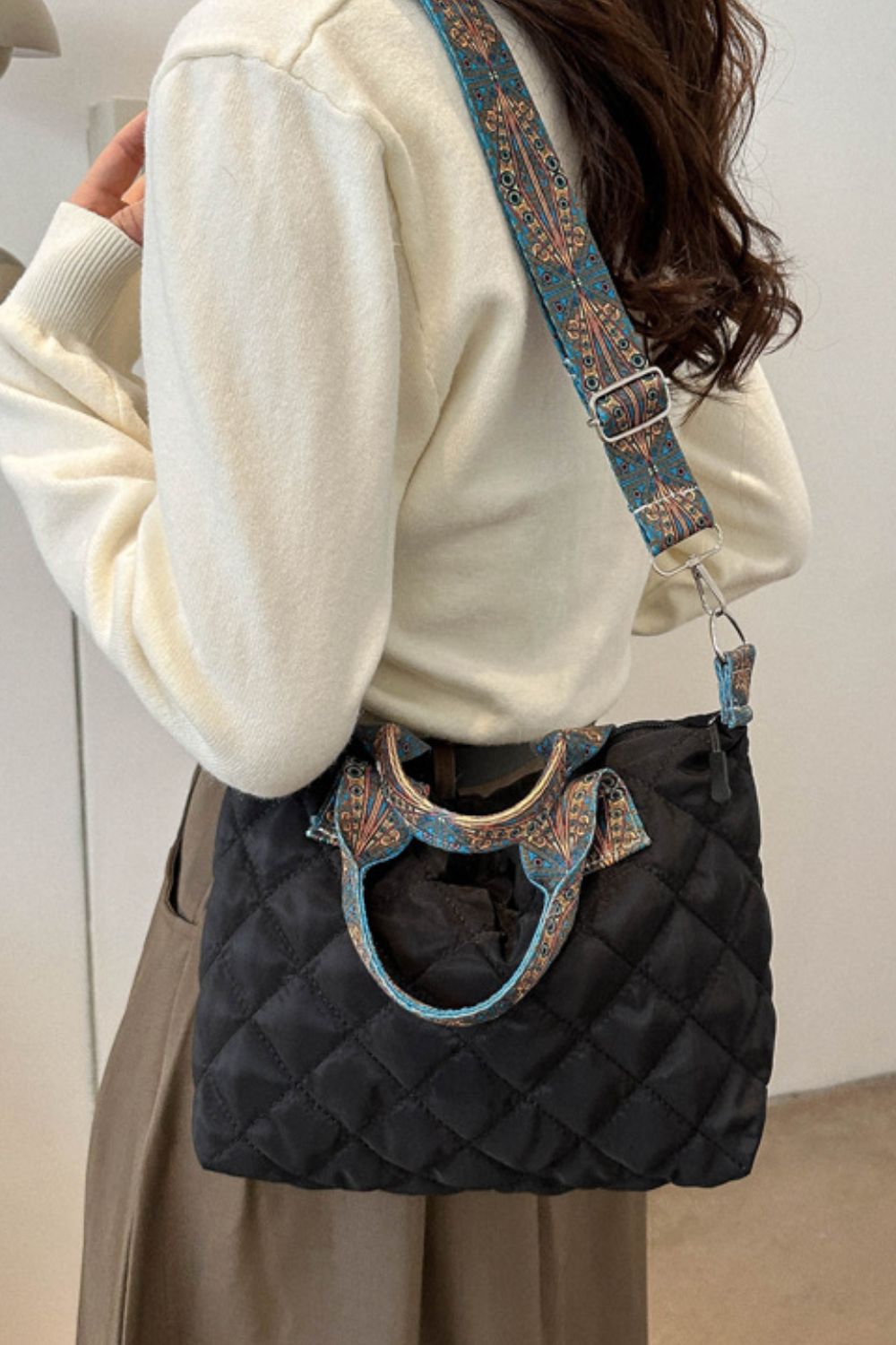 Bubble Textured Printed Strap Handbag - All Mine Now Clothing