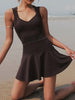 V-Neck Wide Strap Active Dress with Unitard Liner - All Mine Now Clothing