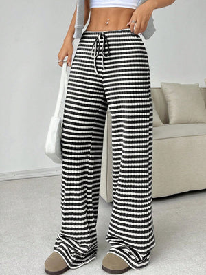 Tied Striped Wide Leg Pants - All Mine Now Clothing