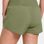 Zenana High-Waisted Zippered Back Pocket Active Shorts - All Mine Now Clothing