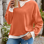 Lovelet Contrast Round Neck Long Sleeve Sweatshirt - All Mine Now Clothing