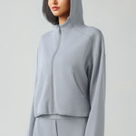 Millennia Zip Up Dropped Shouder Active Hooded - All Mine Now Clothing