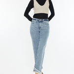 Kancan Raw Hem High Rise Straight Jeans - All Mine Now Clothing