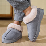 Faux Fur Round Toe Platform Slippers - All Mine Now Clothing