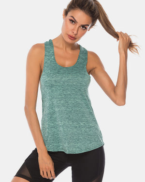 Full Size Scoop Neck Wide Strap Active Tank - All Mine Now Clothing