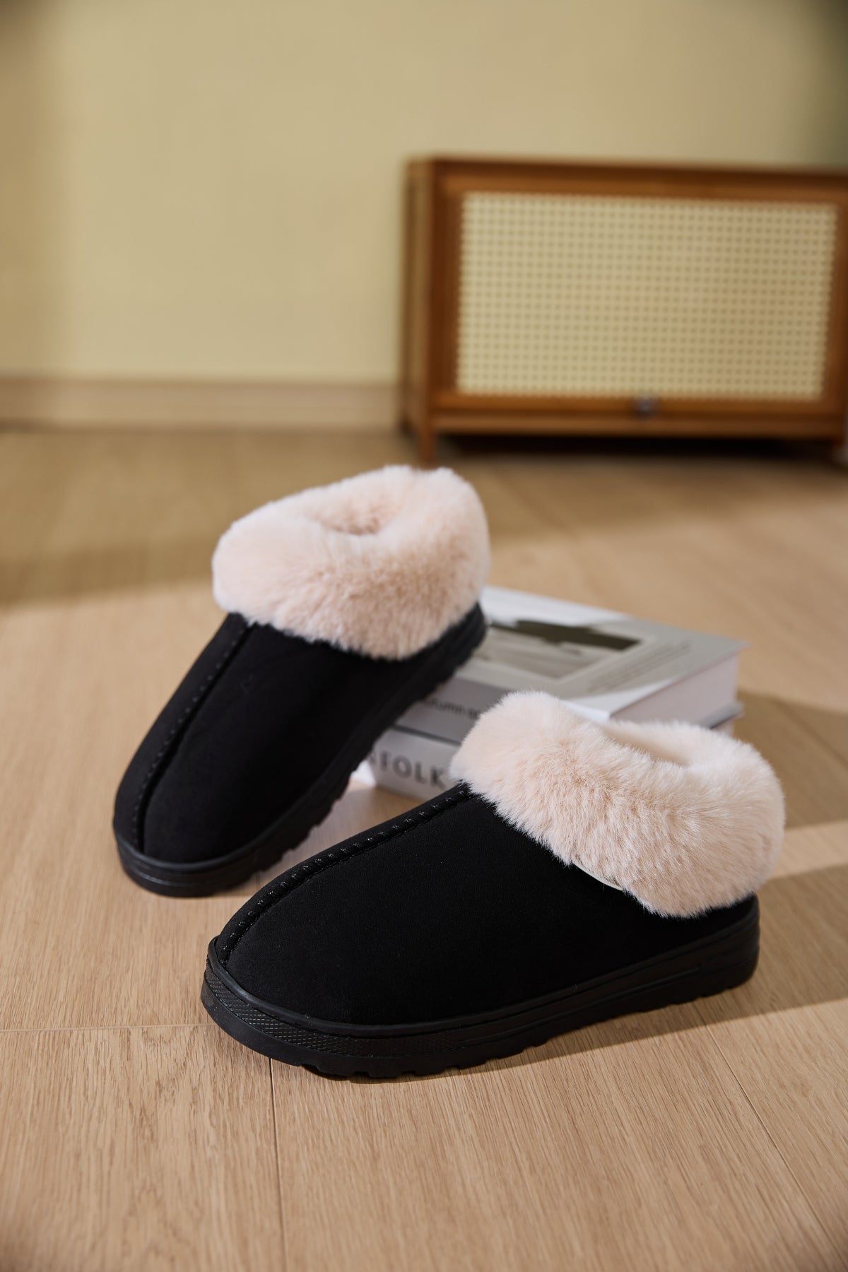 Faux Fur Round Toe Platform Slippers - All Mine Now Clothing