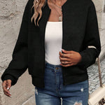 Textured Zip Up Long Sleeve Jacket - All Mine Now Clothing