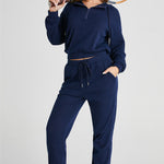 Drawstring Half Zip Hoodie and Joggers Active Set - All Mine Now Clothing