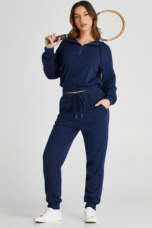 Drawstring Half Zip Hoodie and Joggers Active Set - All Mine Now Clothing