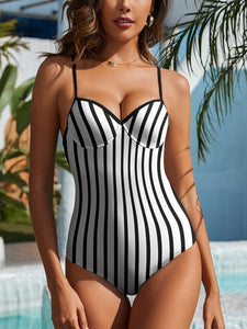 FAM-FAM Striped Spaghetti Strap One-Piece Swimwear - All Mine Now Clothing