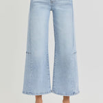 RISEN Full Size High Rise Seamed Detail Wide Leg Crop Jeans Trendsi