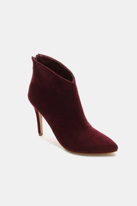 Beast Fashion Suede Stiletto Ankle Booties with Back Zippers - All Mine Now Clothing