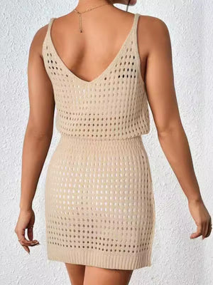 Openwork V-Neck Sleeveless Cover Up Dress - All Mine Now Clothing