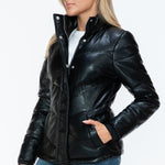 Snobbish Pocketed Zip Up Turtleneck Puffer Jacket - All Mine Now Clothing