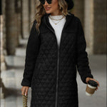 Texture Zip Up Long Sleeve Hooded Coat - All Mine Now Clothing