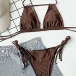 Halter Neck Ruched Bikini Set - All Mine Now Clothing