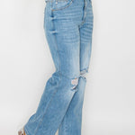 bytos Full Size Distressed High Rise Straight Jeans - All Mine Now Clothing