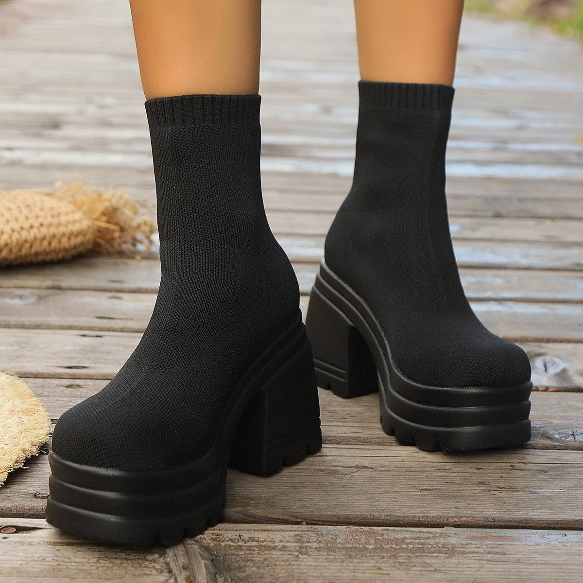 Round Toe Block Heel Boots - All Mine Now Clothing