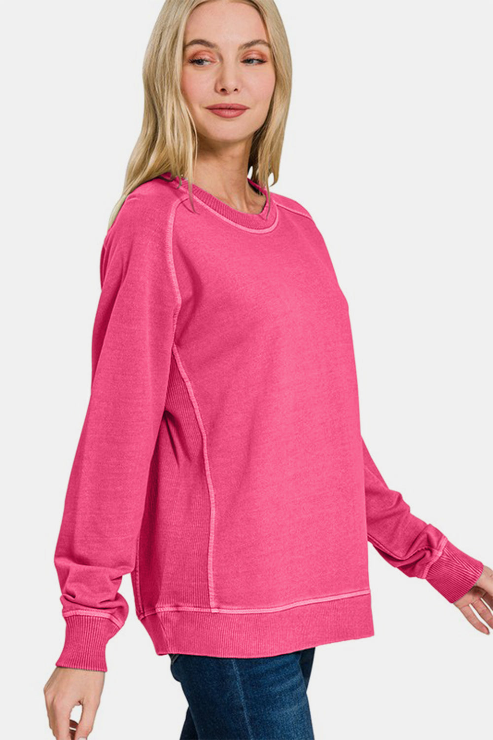 Zenana Full Size Pigment Dyed French Terry Sweatshirt - All Mine Now Clothing