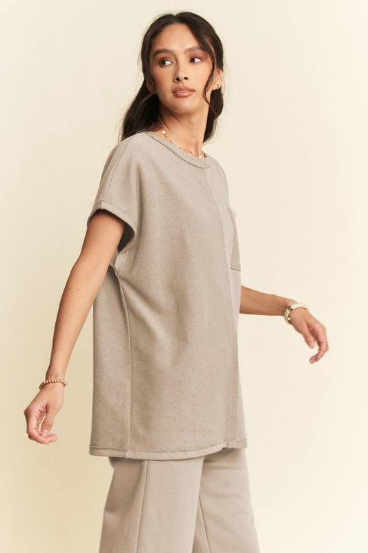 Davi & Dani Round Neck Short Sleeve Top and Pants Set - All Mine Now Clothing