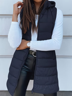 Plus Size Zip Up Hooded Vest Coat - All Mine Now Clothing